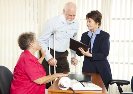 Injured person with his attorney